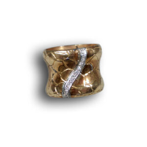 anello bronzo, canale oro bianco e brillanti