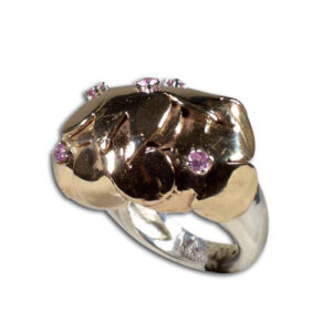anello bronzo e argento, pietre semipreziose
