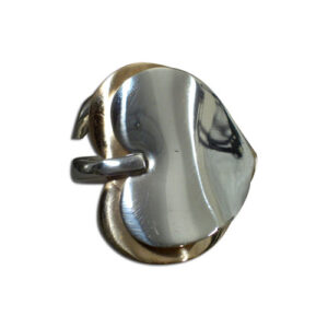 anello doppio cuore argento e bronzo
