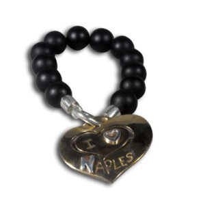 bracciale onice matto cuore argento e bronzo