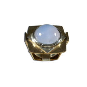 anello argento e bronzo con calcedonio