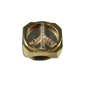 anello pace argento bronzo oro e zaffiri colorati