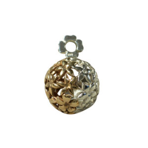 ciondolo sfera fiori argento e bronzo