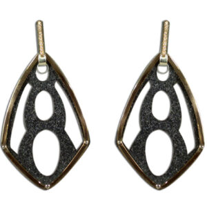 orecchini argento e bronzo carta velluto e plexiglass, oro e brillanti