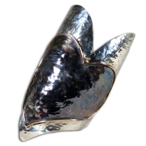 bracciale rigido argento, argento brunito e oro