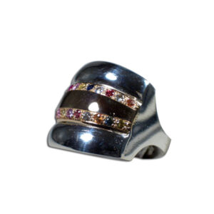 anello argento, oro e zaffiri