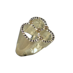anello trifoglio argento oro e brillanti brown e neri