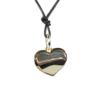 ciondolo doppio cuore argento e bronzo