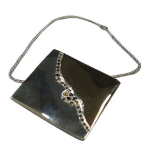 collana mattonella argento oro e brillanti neri e brown