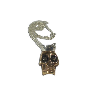 collana teschio argento e bronzo, brillanti brown