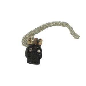 collana teschio argento e ebano, brillanti brown