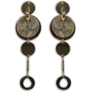 orecchini argento e bronzo, brillanti brown
