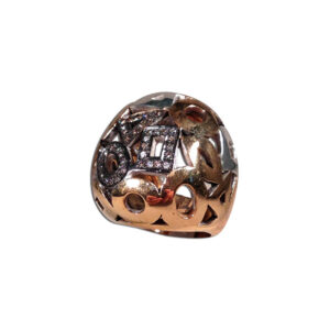 anello argento e bronzo, brillanti