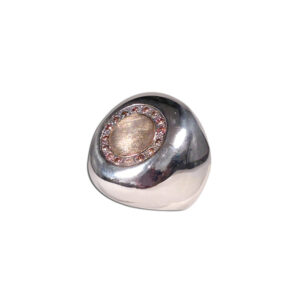 anello argento e bronzo, brillanti brown