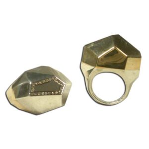 anello cubico argento e bronzo con brillanti