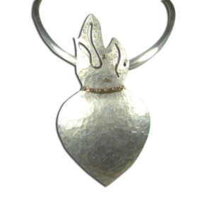 collier alluminio con ciondolo ex voto alluminio, bronzo e brillanti brown