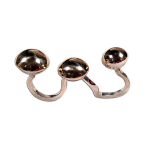 anello tre dita argento con sfere bronzo