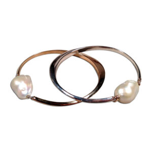 bracciale rigido argento o bronzo con perla