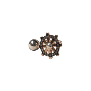 anello ruota argento, oro e brillanti