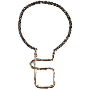 collana argento brunito, nastro bronzo