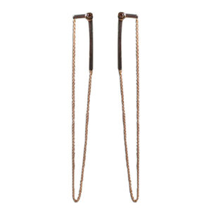 orecchini argento e oro, brillanti brown