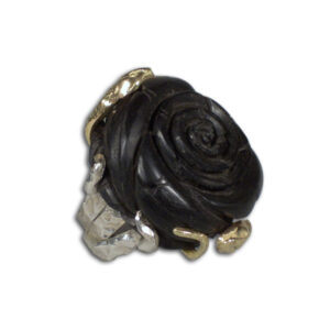 anello argento e oro, rosa ebano