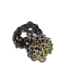 anello argento brunito e oro