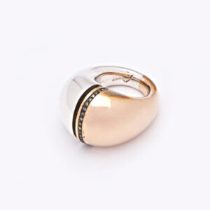 anello spacco argento e bronzo brillanti brown
