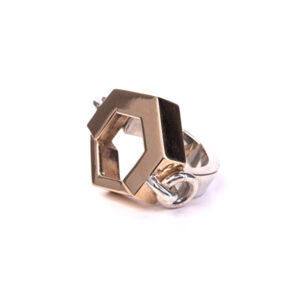 Anello geometria argento e bronzo