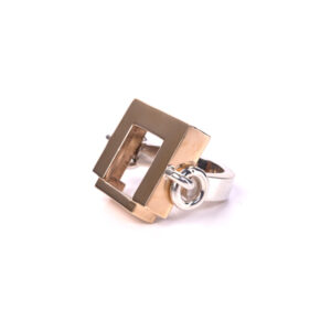 Anello geometria argento e bronzo