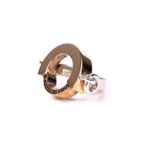 Anello geometria argento e bronzo brillanti brown
