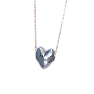 Collana cuore sfaccettato argento e bronzo