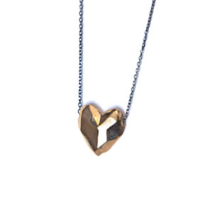 Collana cuore sfaccettato bronzo e argento