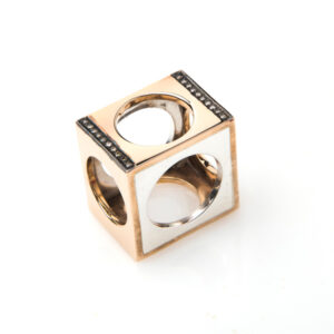 Anello cubo argento e bronzo brillanti brown