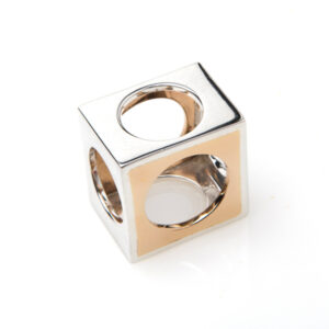 Anello cubo argento e bronzo