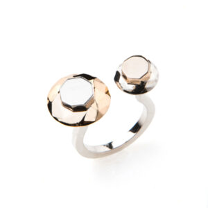 Anello diamante argento e bronzo