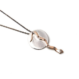 Catena serpente argento, oro e brillanti brown