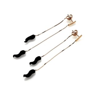 Orecchini Cornetti ebano, argento bagno oro