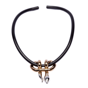 Ciondolo serpente argento e bronzo (collana in plexiglass esclusa)