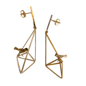 Orecchini gabbia argento e bronzo